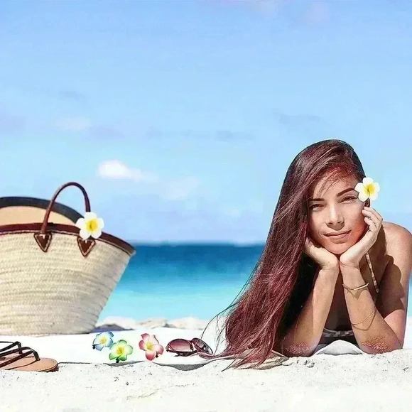 2 Pieces Plumeria Flower Hair Clips Hawaiian Foam Flower Clips - Picture 6 of 6